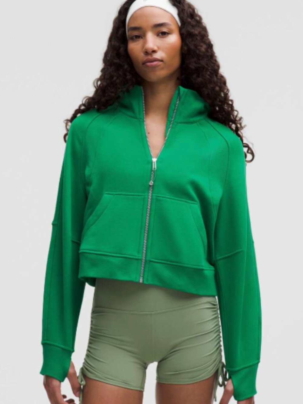 Lululemon Crop Zip Scuba in Raceway Green